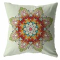 Homeroots 16 in. Mandala Indoor & Outdoor Throw Pillow Orange & Green 412228